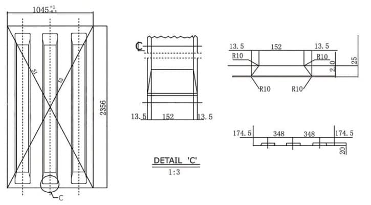 3 Wave Round Roof Panel